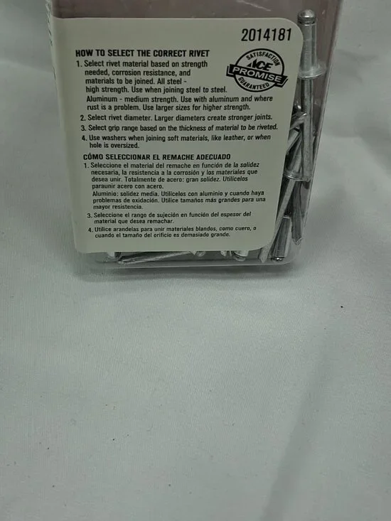 Ace 3/16 in. D X 1/8 -1/4in. Range Aluminum Rivets Silver 50 pk - Picture 3 of 3